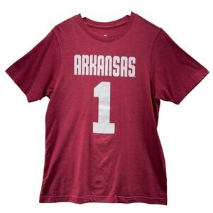 Mens‎ Red Arkansas Jefferson #1 T-Shirt Size M Collegiate Sports